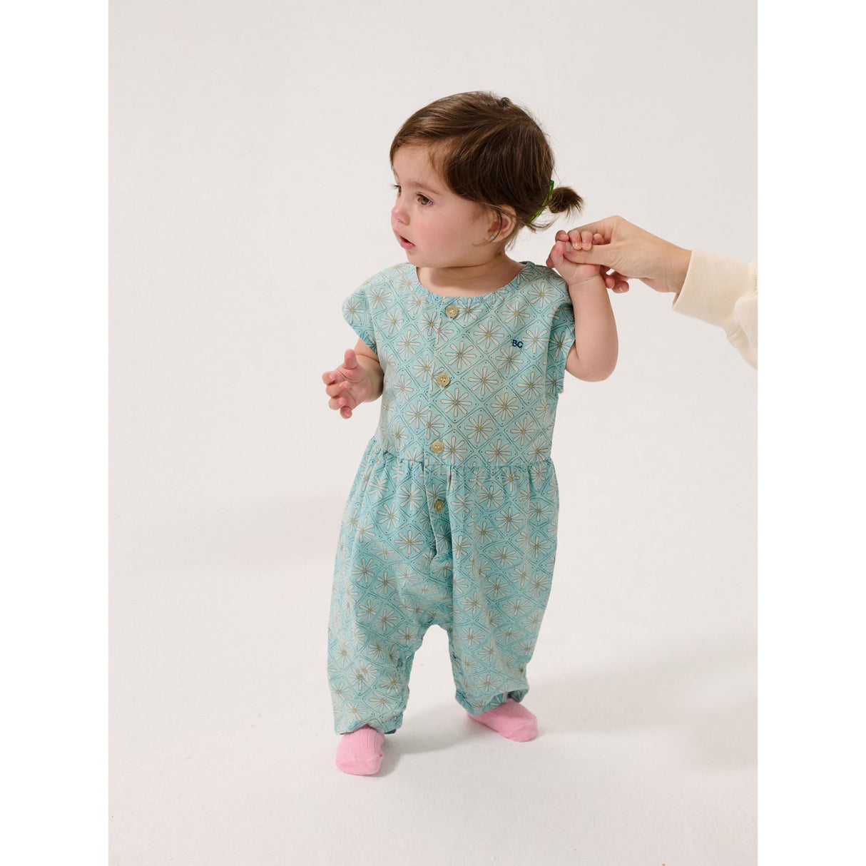 Bobo Choses Light Blue Daisy Mosaic All Over Woven Overall