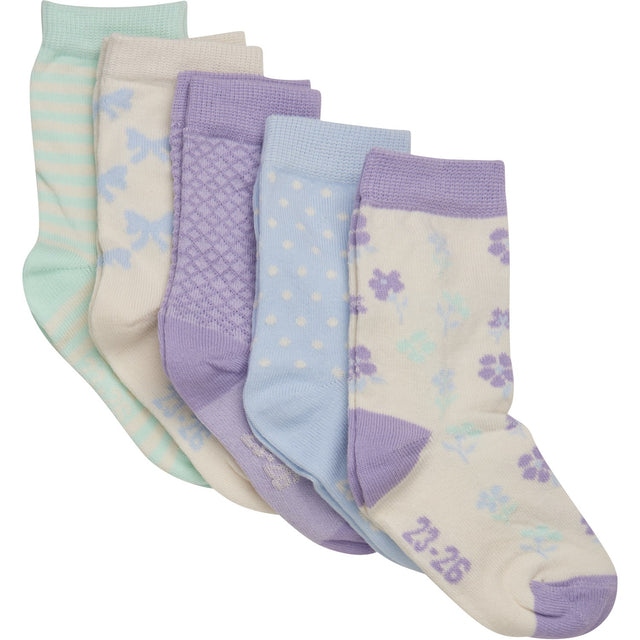 Minymo Lavender Strømper M/ Pattern 5-Pack