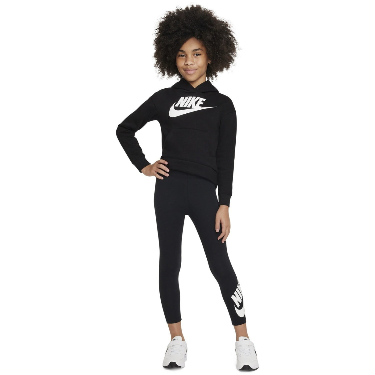 NIKE Black Club Fleece High Low Hættetrøje