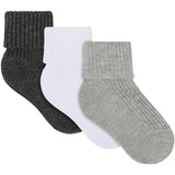 Minymo Light Grey Melange Baby 2X2 Rib Strømpe 3-Pak