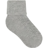 Minymo Light Grey Melange Baby 2X2 Rib Strømpe 3-Pak