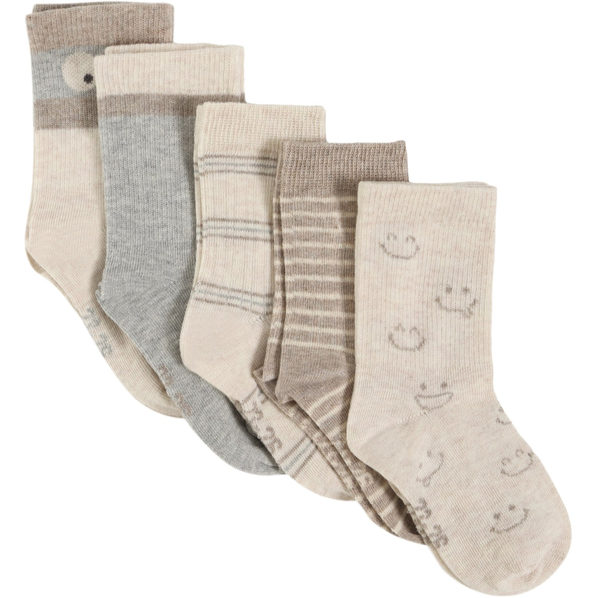 Minymo Light Grey Melange Strømper M/ Pattern 5-Pack
