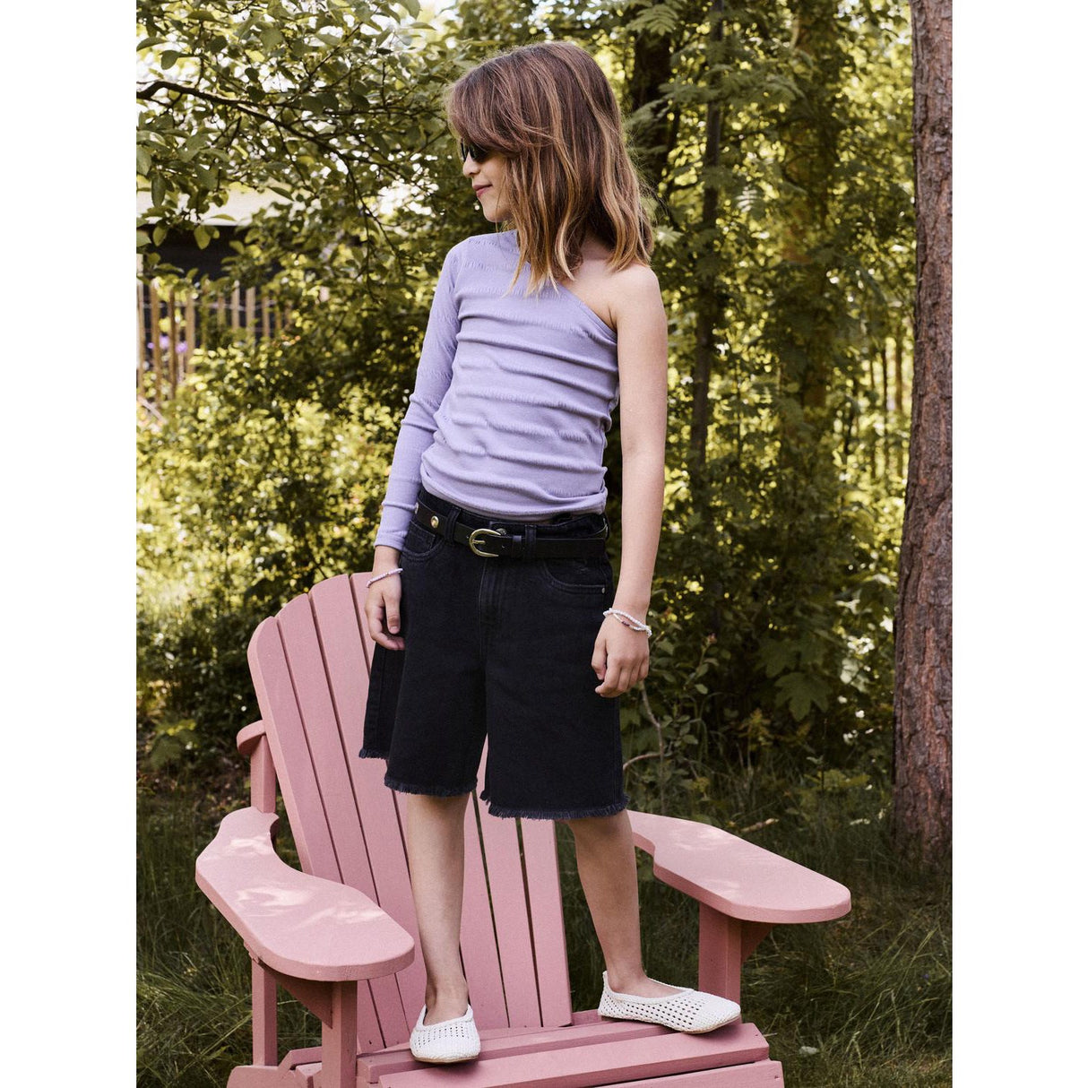 Name It Black Denim Nkfbella Hw Wide Dnm Shorts 1488-Be Noos