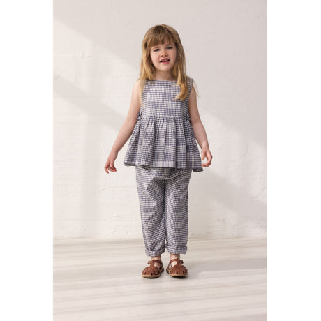 MarMar Cotton Linen Marine Check Tarame Top