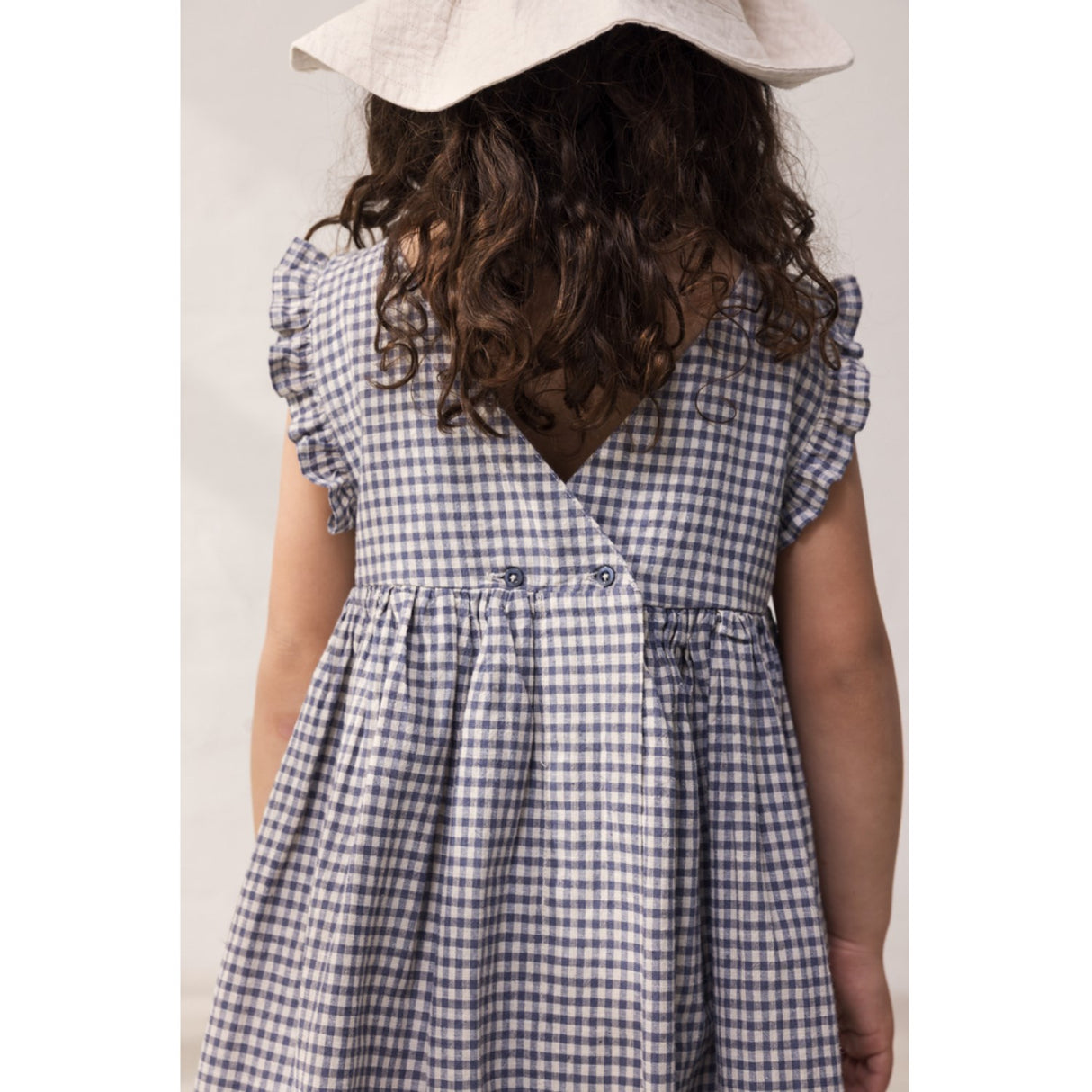 MarMar Cotton Linen Marine Check Darame Kjole