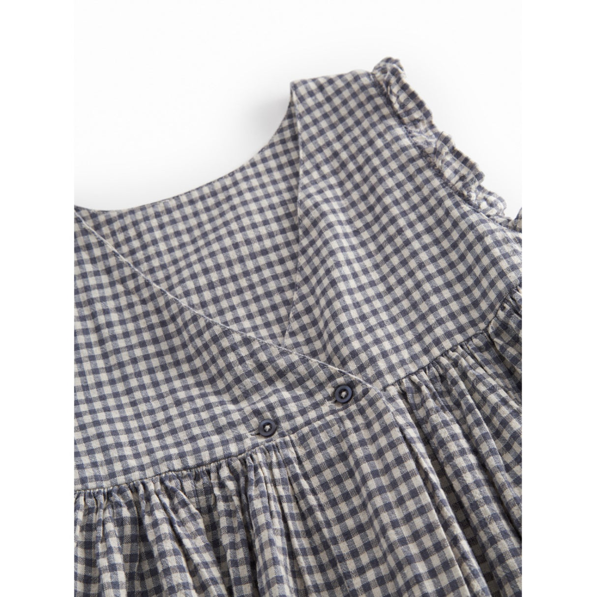 MarMar Cotton Linen Marine Check Darame Kjole