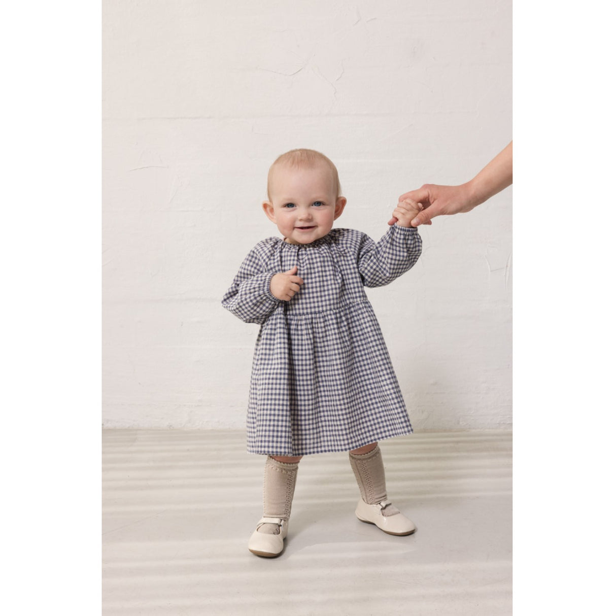 MarMar Cotton Linen Marine Check Dawson B Kjole