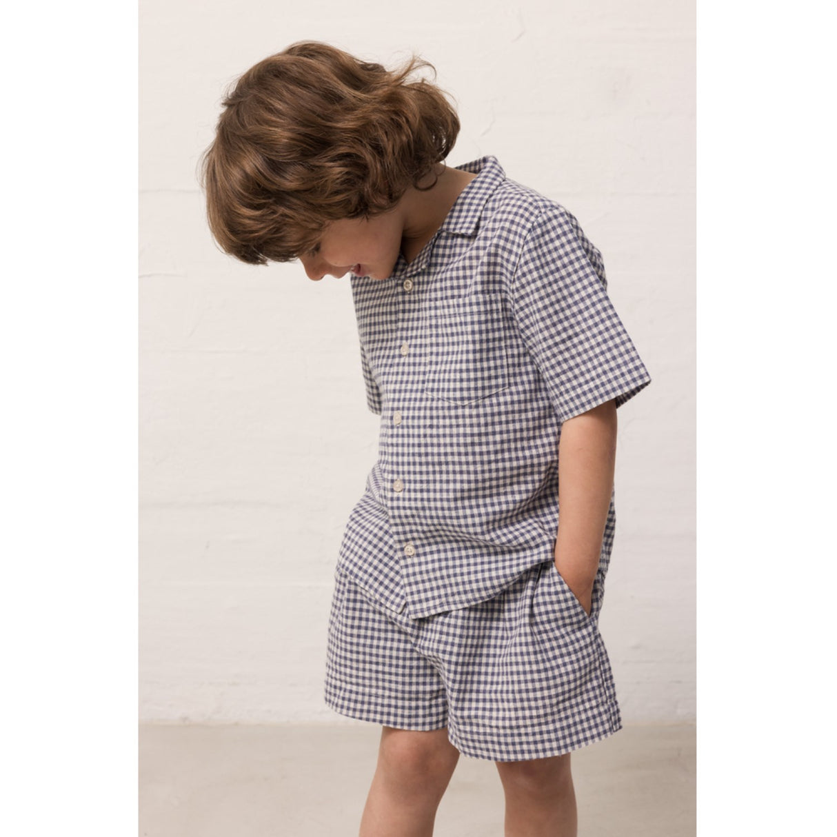 MarMar Cotton Linen Marine Check Tage Skjorte