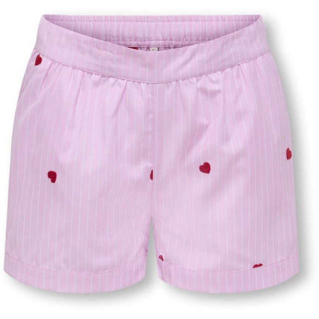 kids ONLY Begonia Pink Cloud Dancer/Emb Red Hearts Kognew Lina Stripe Emb Shorts Wvn
