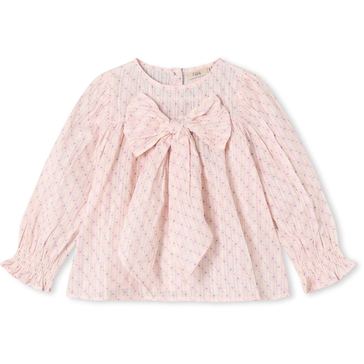 Fliink Chalk Pink Check Aop Zorro Ls Sløjfe Bluse