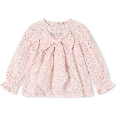 Fliink Chalk Pink Check Aop Zorro Ls Sløjfe Bluse