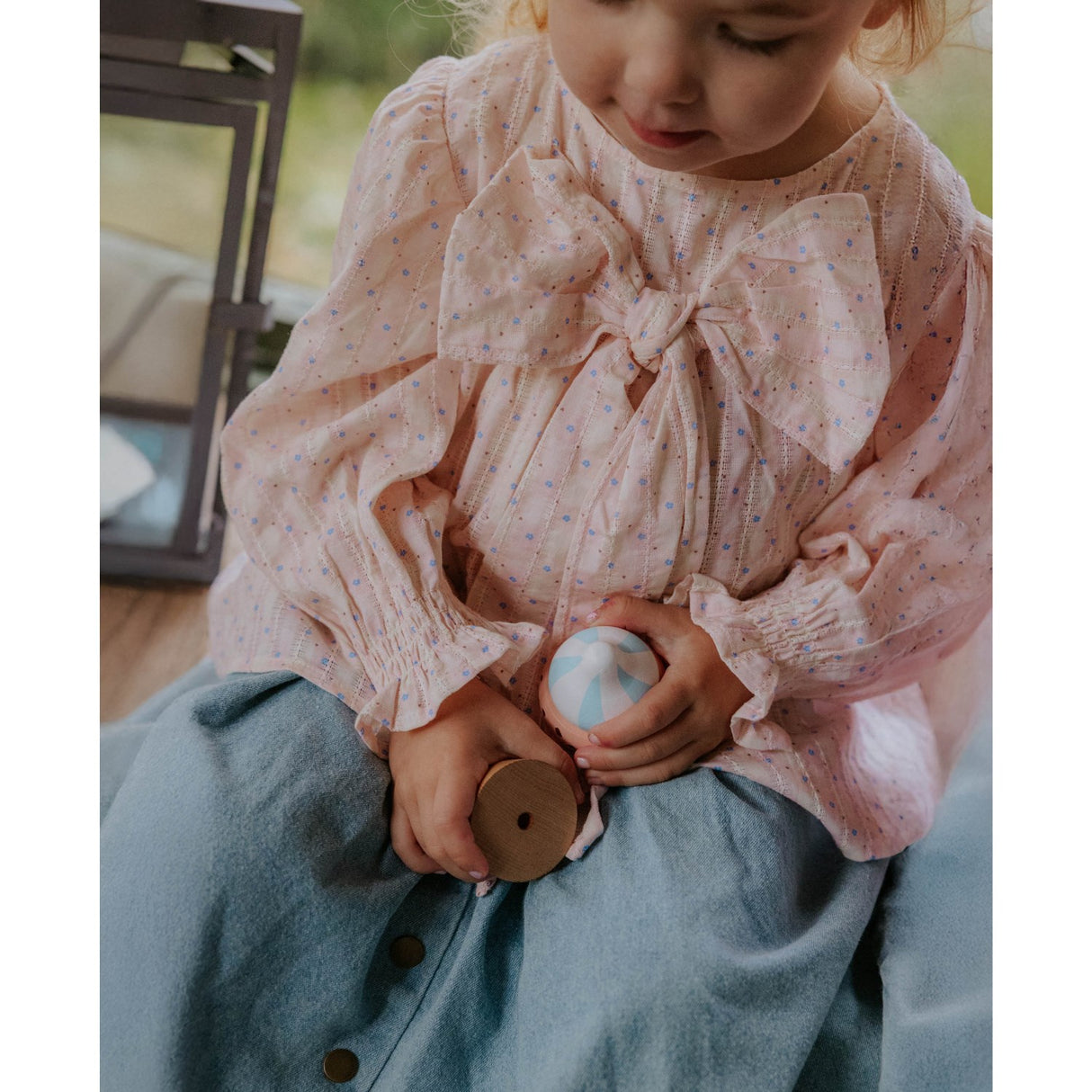 Fliink Chalk Pink Check Aop Zorro Ls Sløjfe Bluse