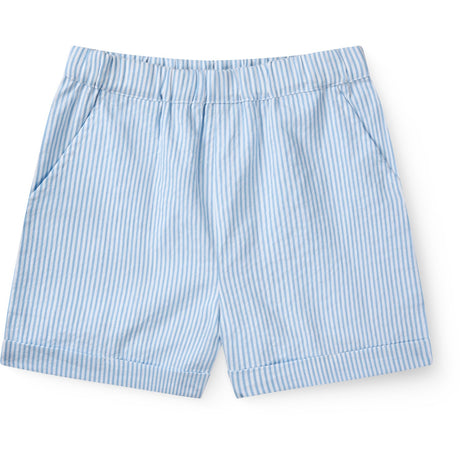 COPENHAGEN COLORS Sky Blue W Cream Stripe Seersucker Shorts Sporty