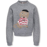 kids ONLY Medium Grey Melange Dachshund Kogteddy L/S Pullover Knt Noos