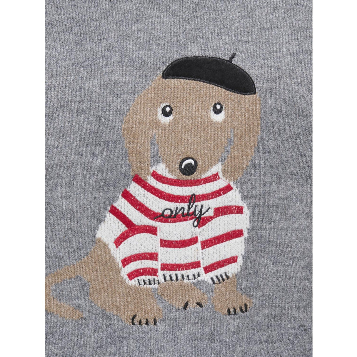 kids ONLY Medium Grey Melange Dachshund Kogteddy L/S Pullover Knt Noos