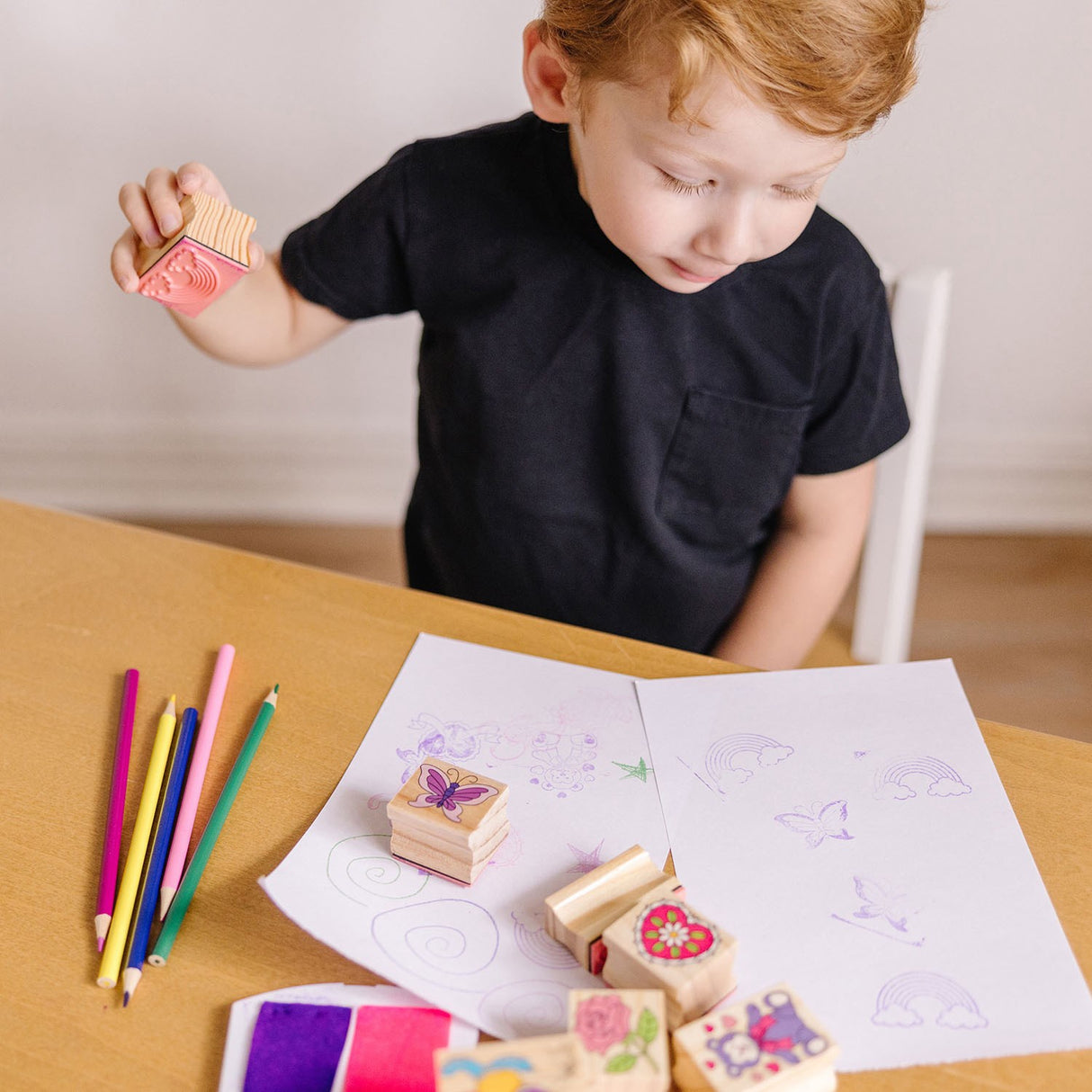 Melissa & Doug Multifarvet Wooden Stamp Set Friendship