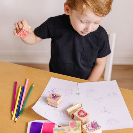 Melissa & Doug Multifarvet Wooden Stamp Set Friendship