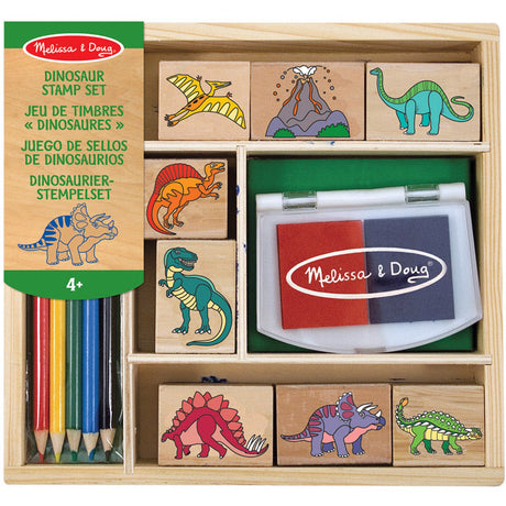 Melissa & Doug Multifarvet Wooden Stamp Set Dinosaur