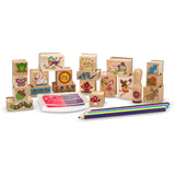 Melissa & Doug Multifarvet Wooden Stamp-A-Scene Fairy Garden