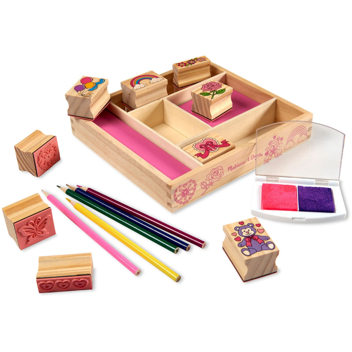 Melissa & Doug Multifarvet Wooden Stamp Set Friendship