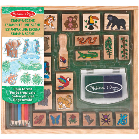 Melissa & Doug Multifarvet Wooden Stamp Set Regnskov