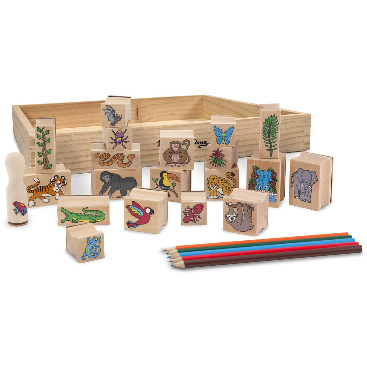 Melissa & Doug Multifarvet Wooden Stamp Set Regnskov