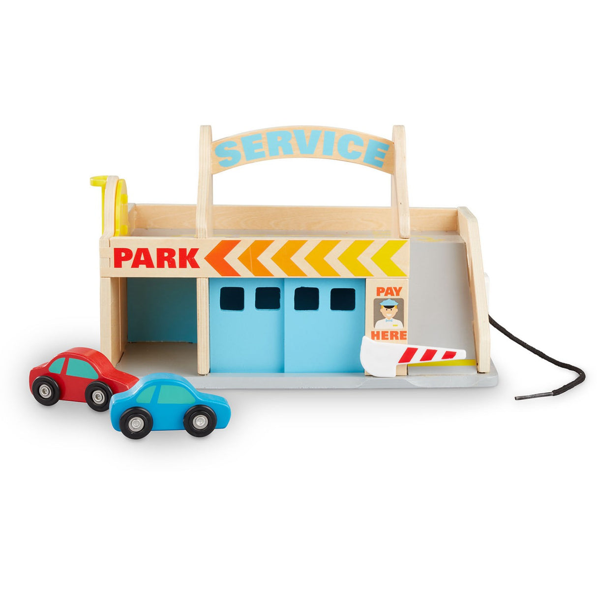 Melissa & Doug Multifarvet Parkeringshus Med Bilvask Og Tankstation