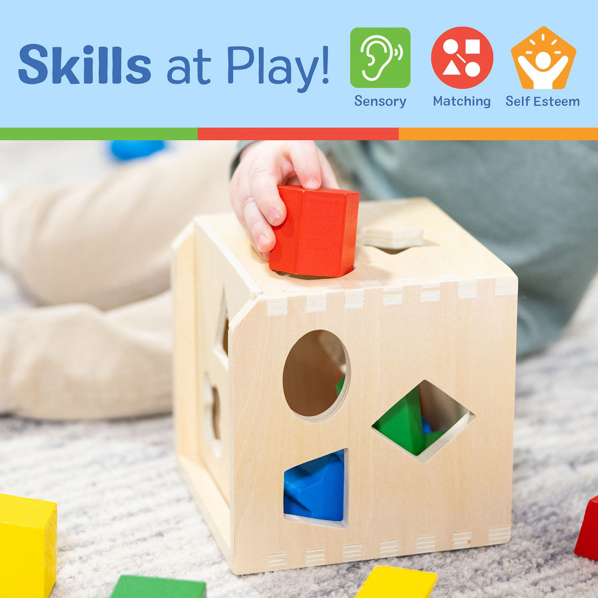 Melissa & Doug Multifarvet Sorteringskasse Kube Træ