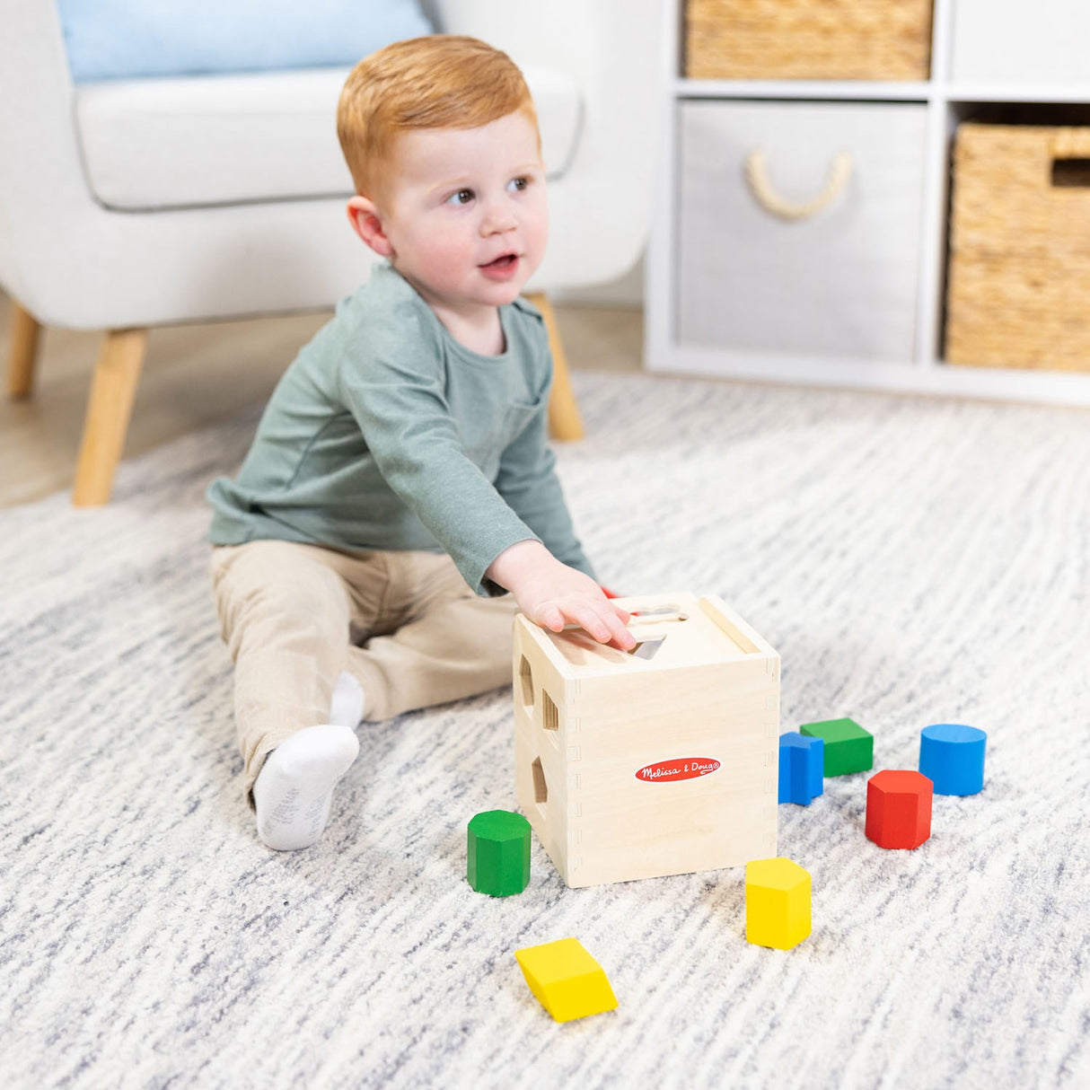 Melissa & Doug Multifarvet Sorteringskasse Kube Træ