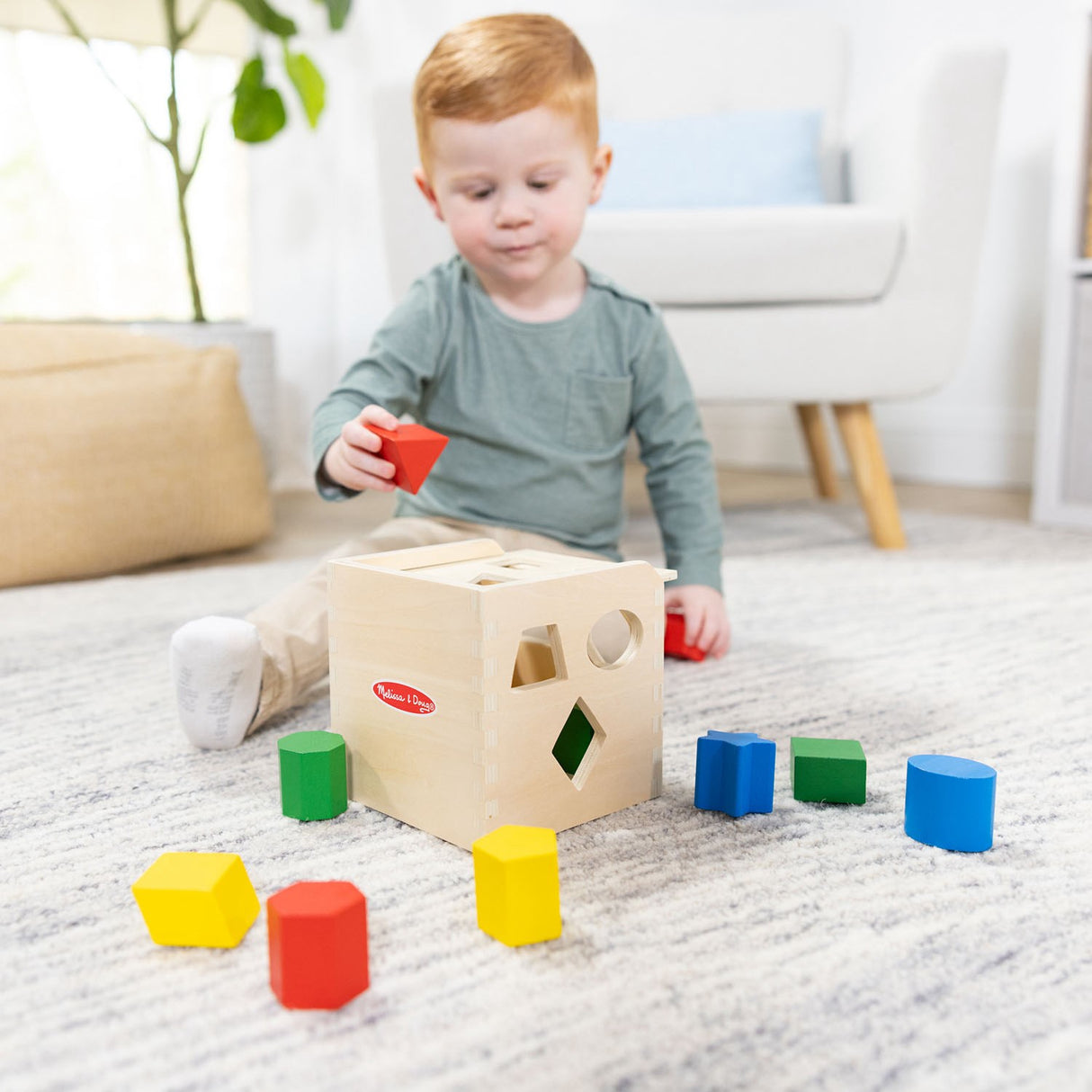 Melissa & Doug Multifarvet Sorteringskasse Kube Træ