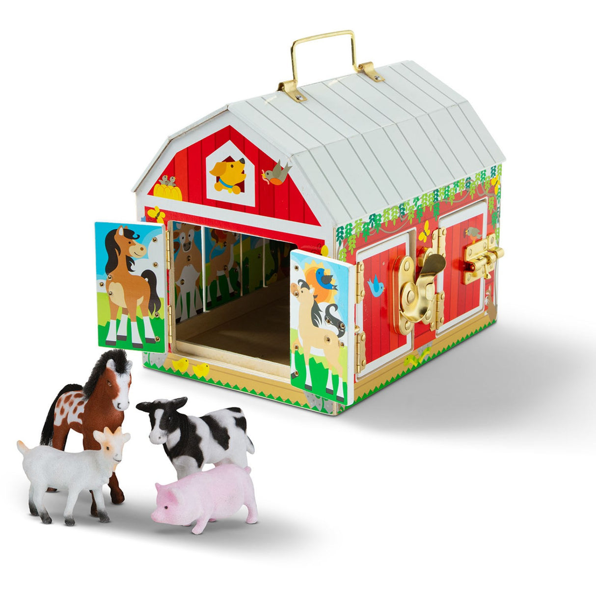 Melissa & Doug Multifarvet Aktivitetslegetøj Lade I Træ Med Hængsler