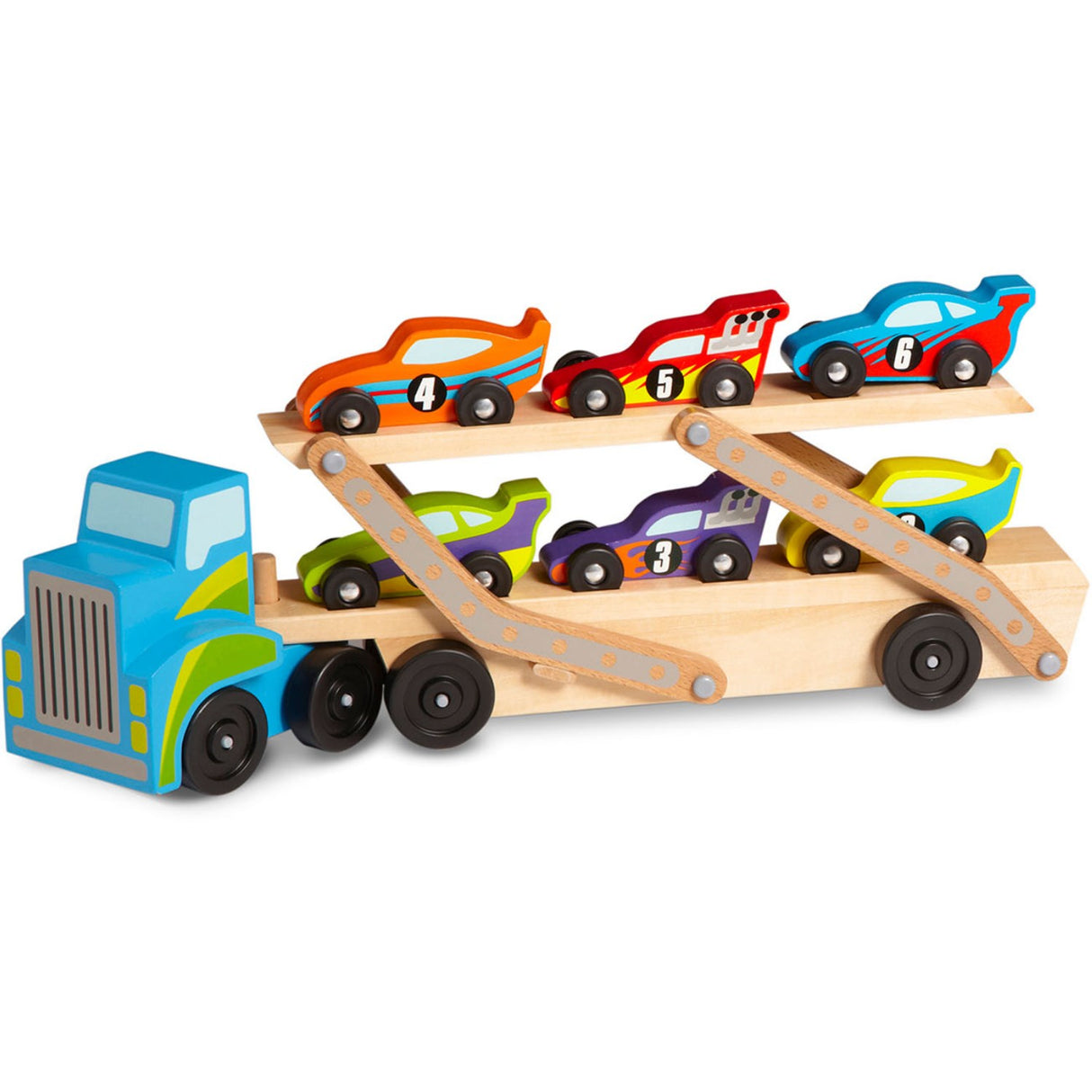 Melissa & Doug Multifarvet Biltransporter "Mega Racerbiler" Sæt