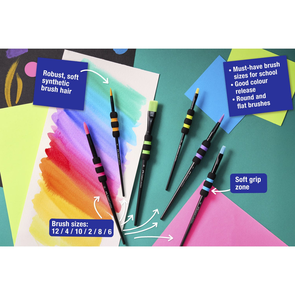 Faber-Castell Pensel Sæt M/Soft Touch Grip, 6 Str BC