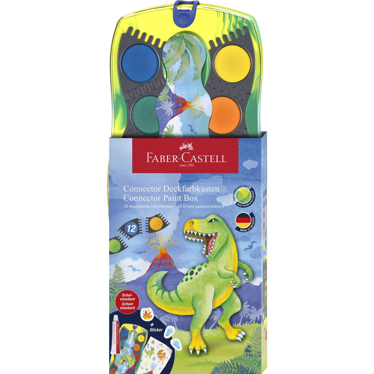 Faber-Castell Dækfarver Connector Dinosaur 12 Ass Farver