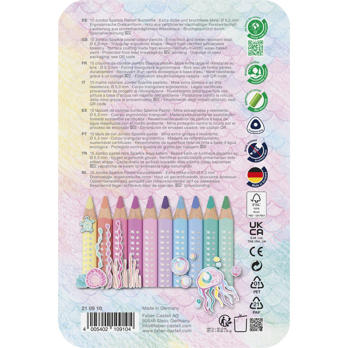 Faber-Castell Jumbo Sparkle Farveblyanter Pastel