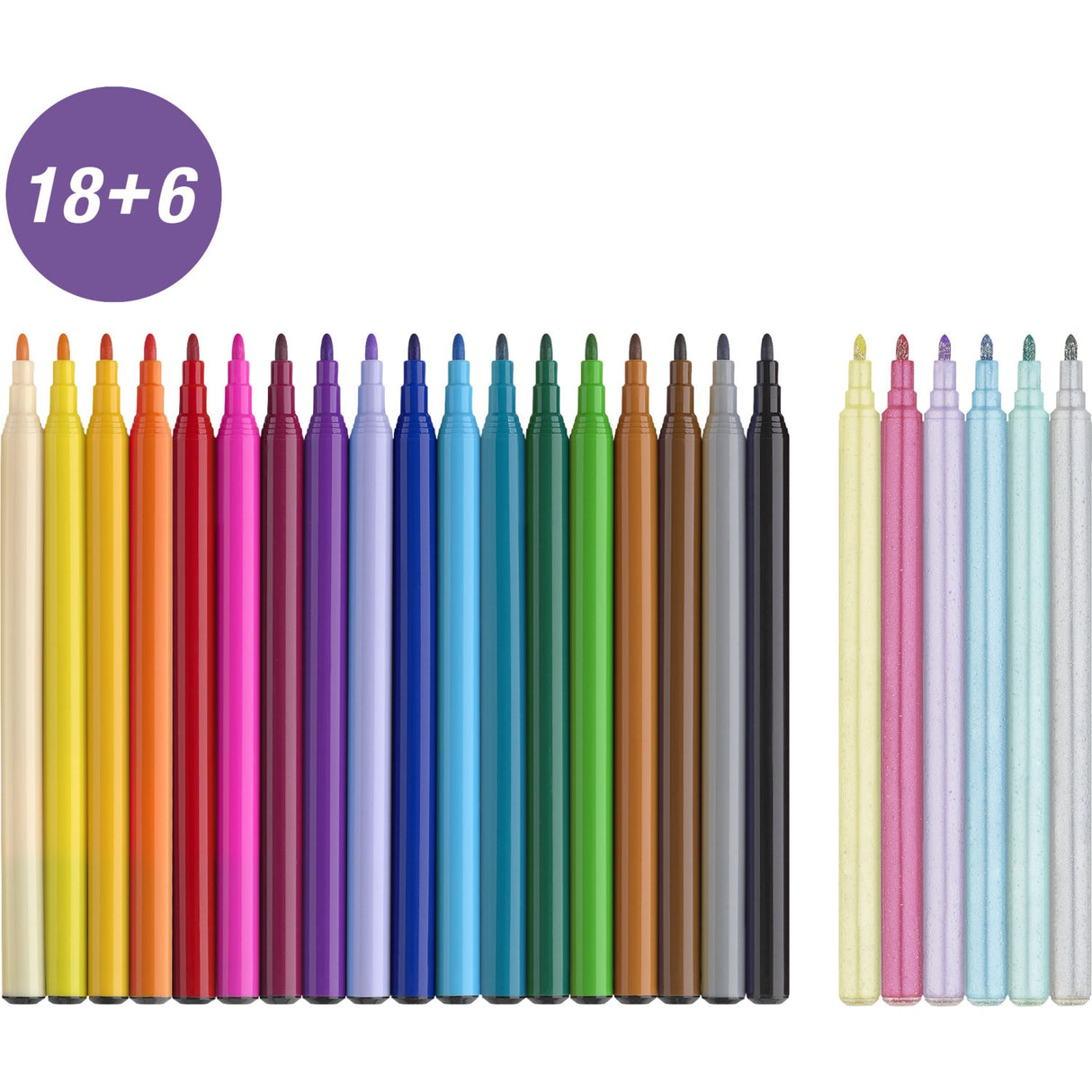 Faber-Castell Unicorn Tuscher - 18 Farver + 6 Glittertusser