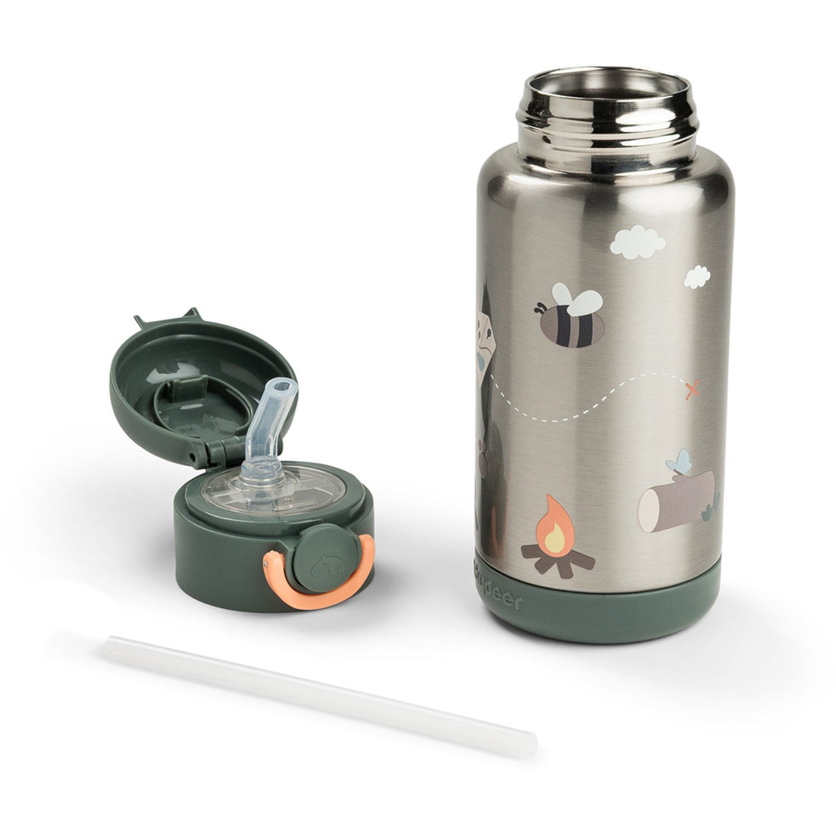 DonebyDeer Green Tiny Trails Insulated Sugerør Flaske
