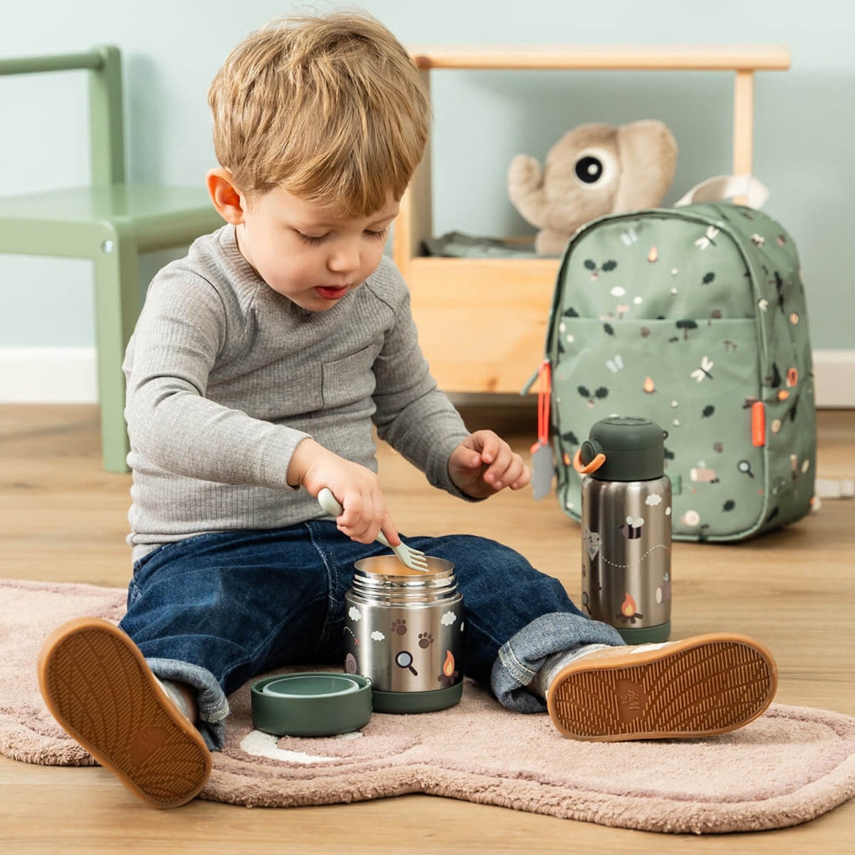DonebyDeer Green Tiny Trails Insulated Sugerør Flaske