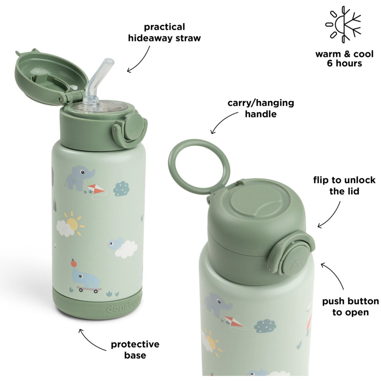 DonebyDeer Green Playground Insulated Sugerør Flaske