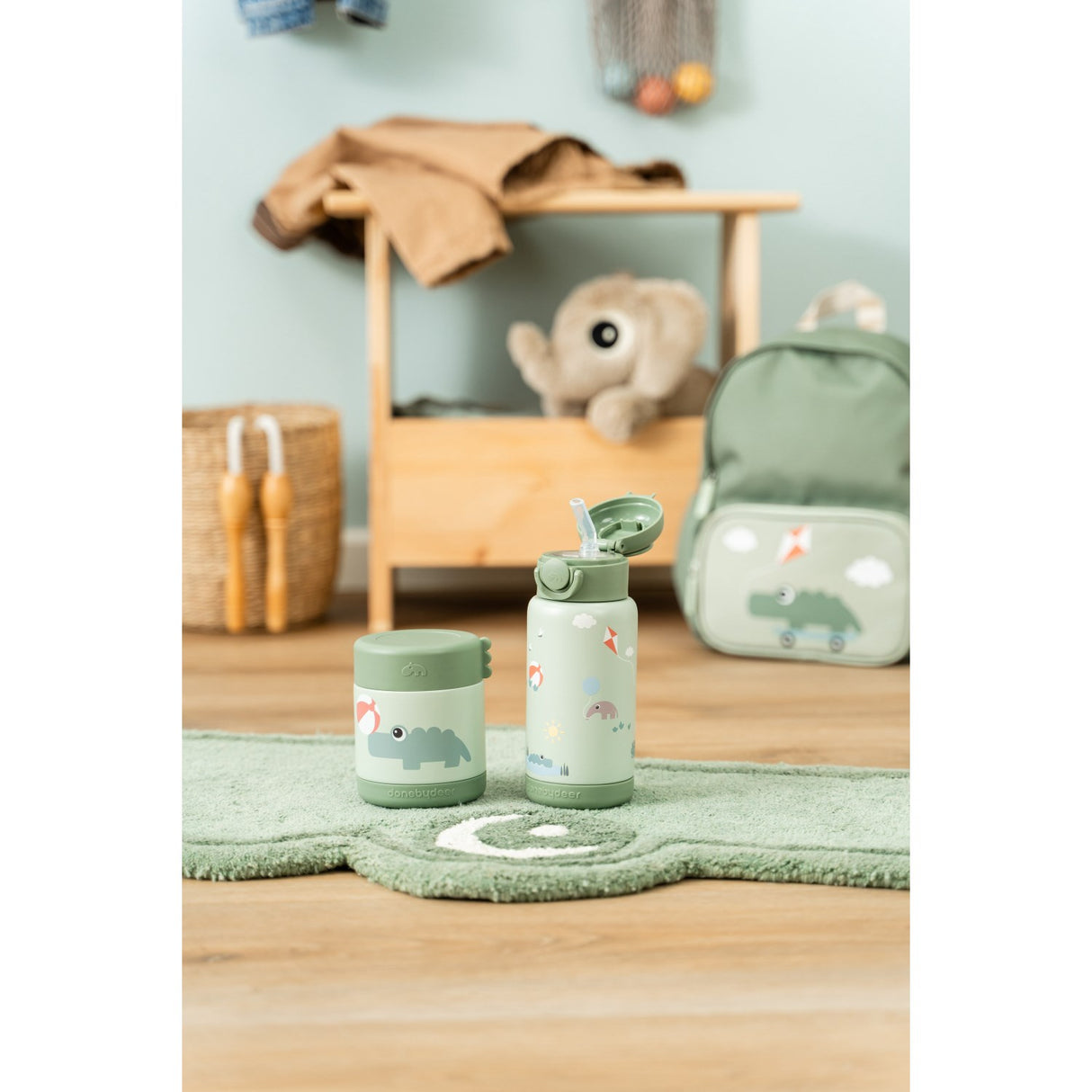 DonebyDeer Green Playground Insulated Sugerør Flaske