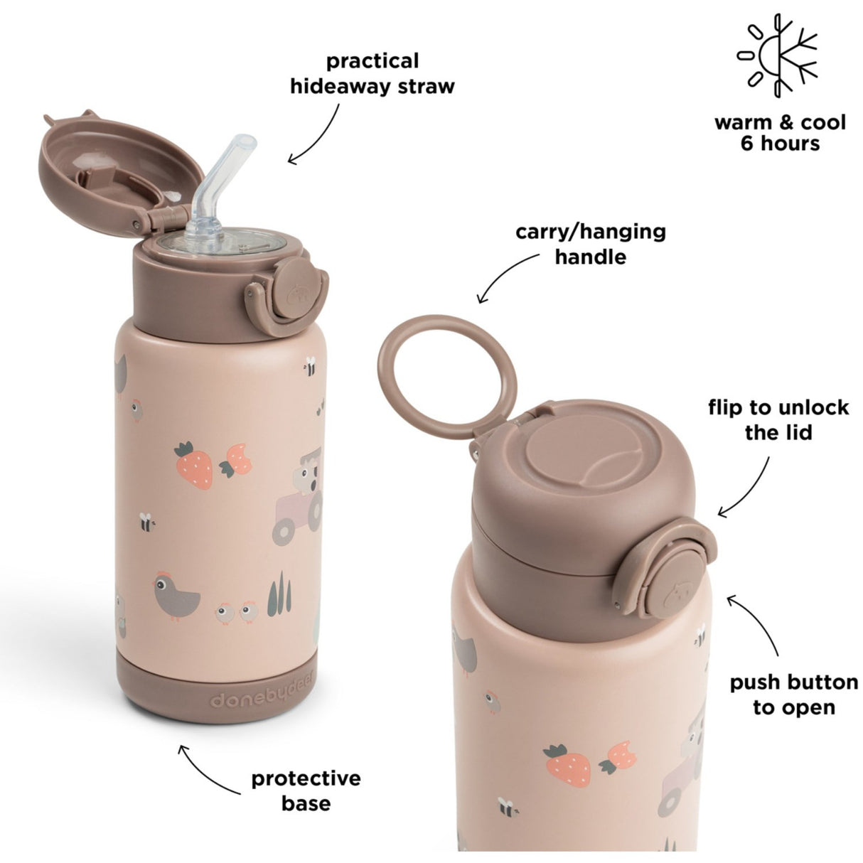 DonebyDeer Powder Tiny Farm Insulated Sugerør Flaske