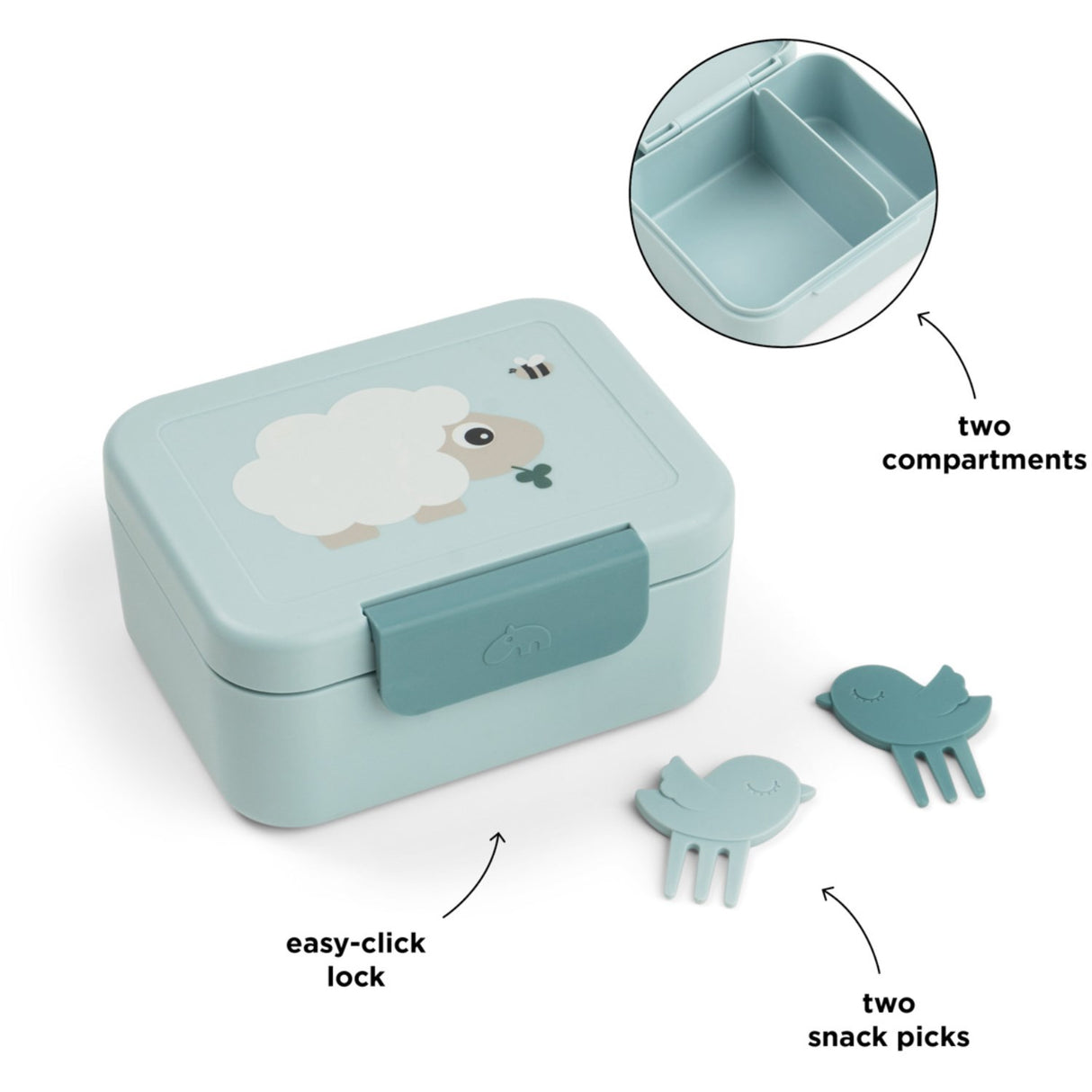 DonebyDeer Blue Tiny Farm Tiny Lunch Æske Med Snack Picks
