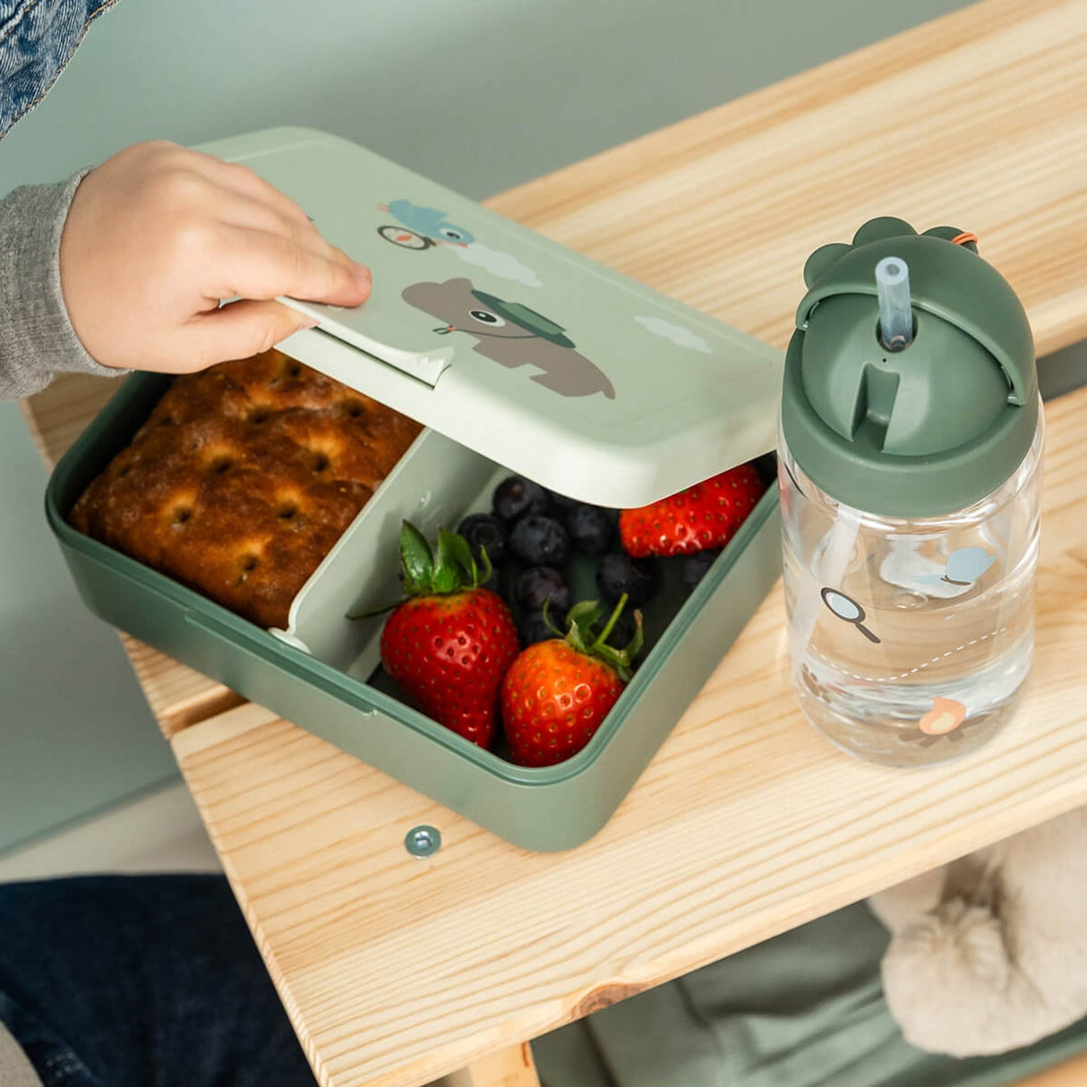 DonebyDeer Green Tiny Trails Lunch Æske Med Divider