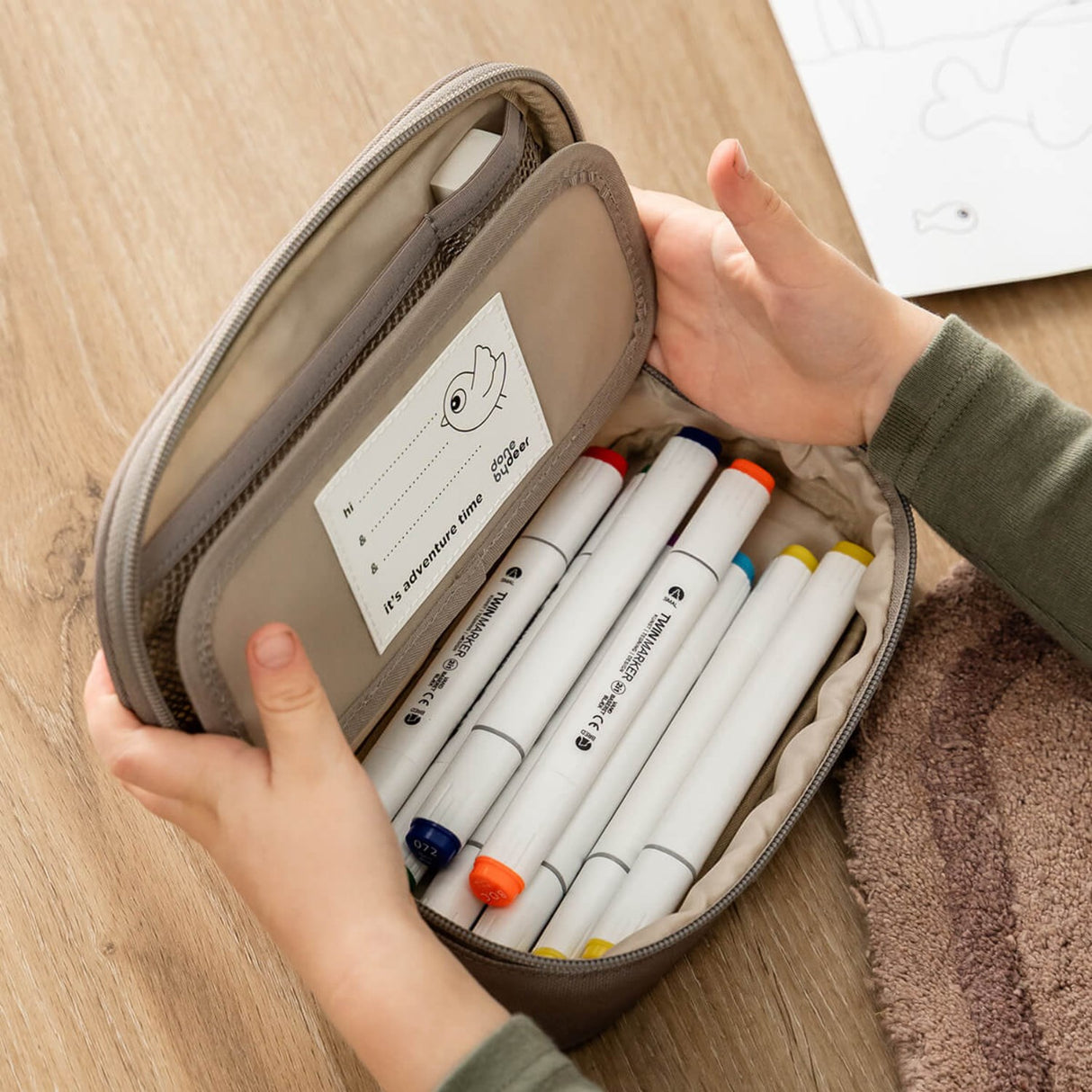 DonebyDeer Green Tiny Trails Pencil Case