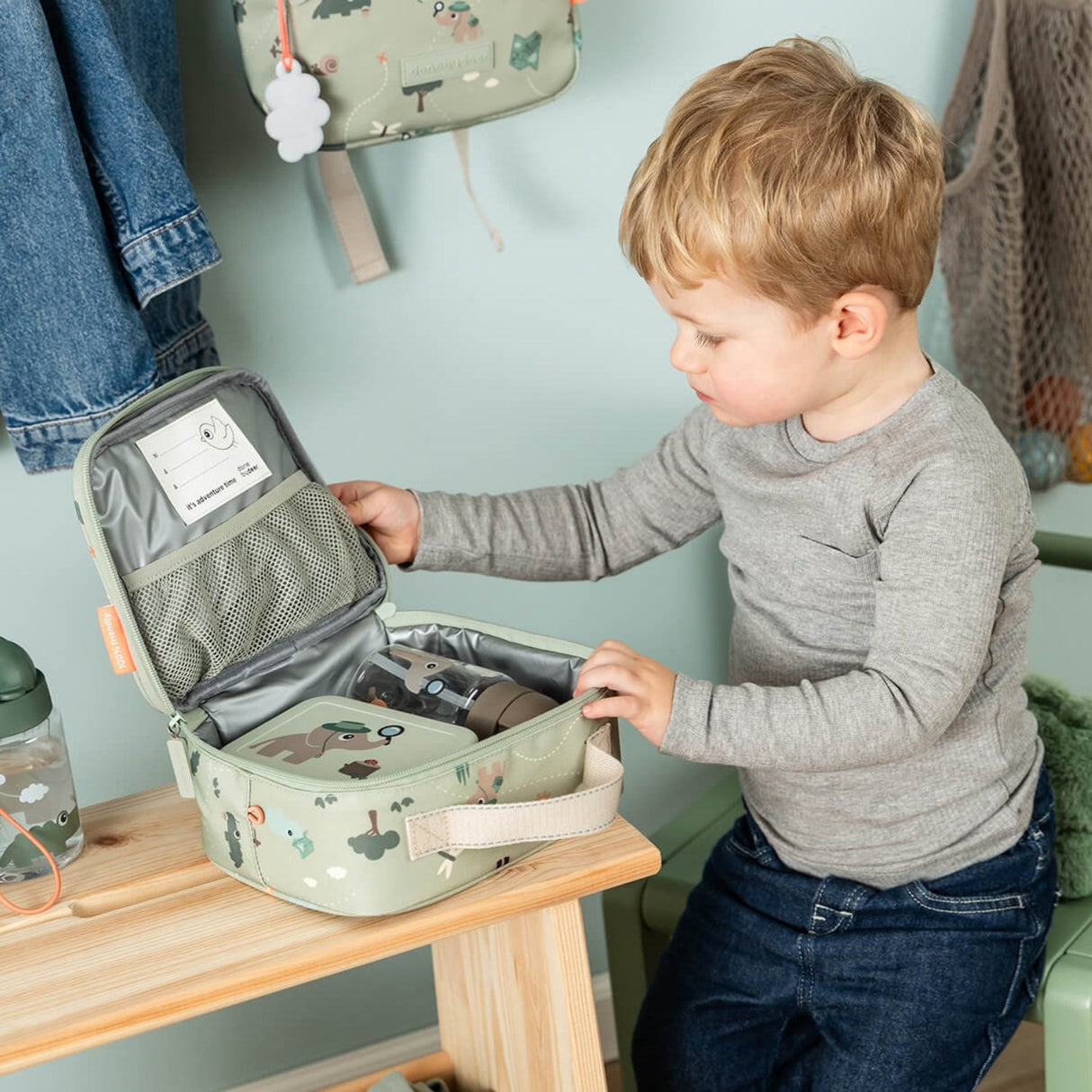 DonebyDeer Green Tiny Trails Tiny Insulated Lunch Taske