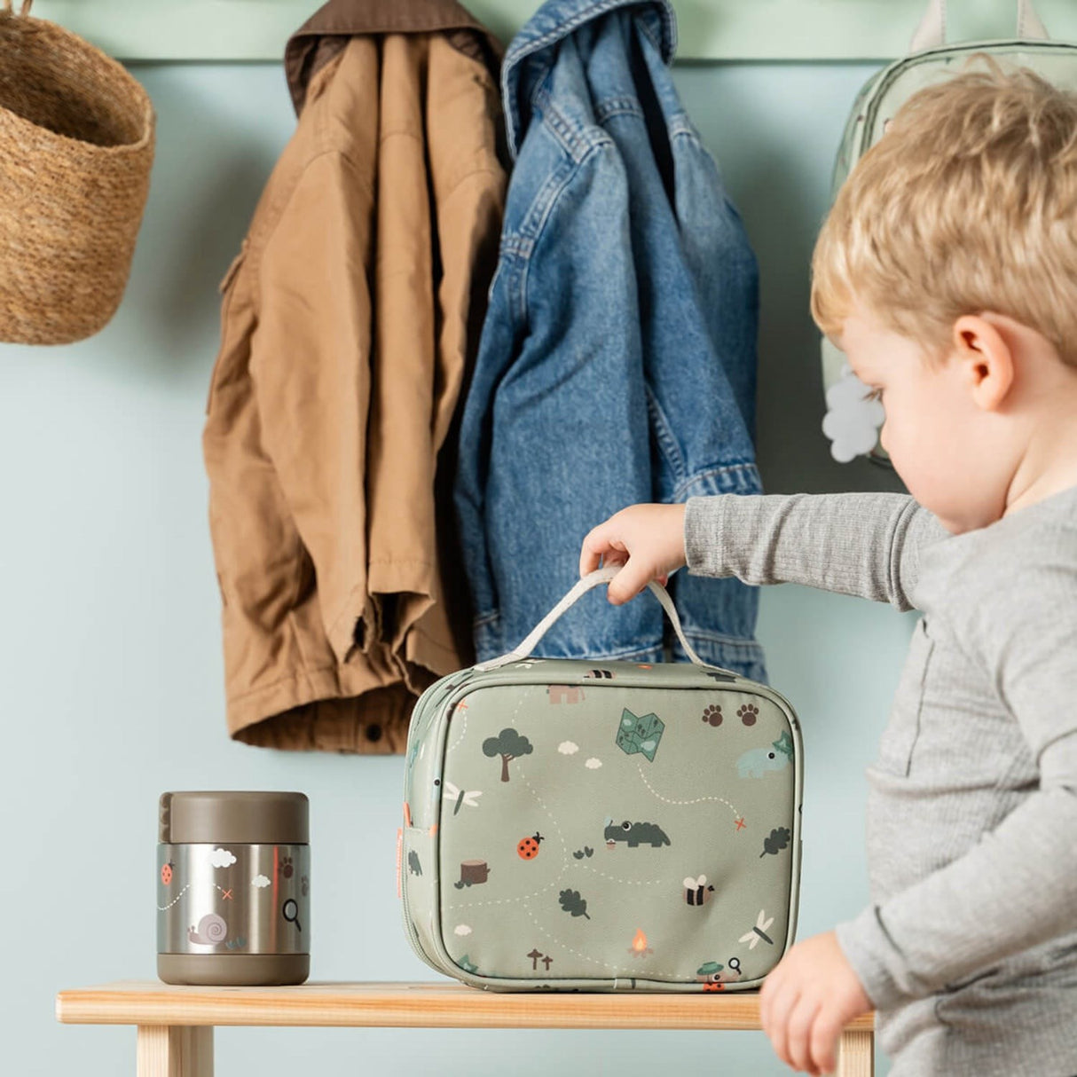 DonebyDeer Green Tiny Trails Tiny Insulated Lunch Taske