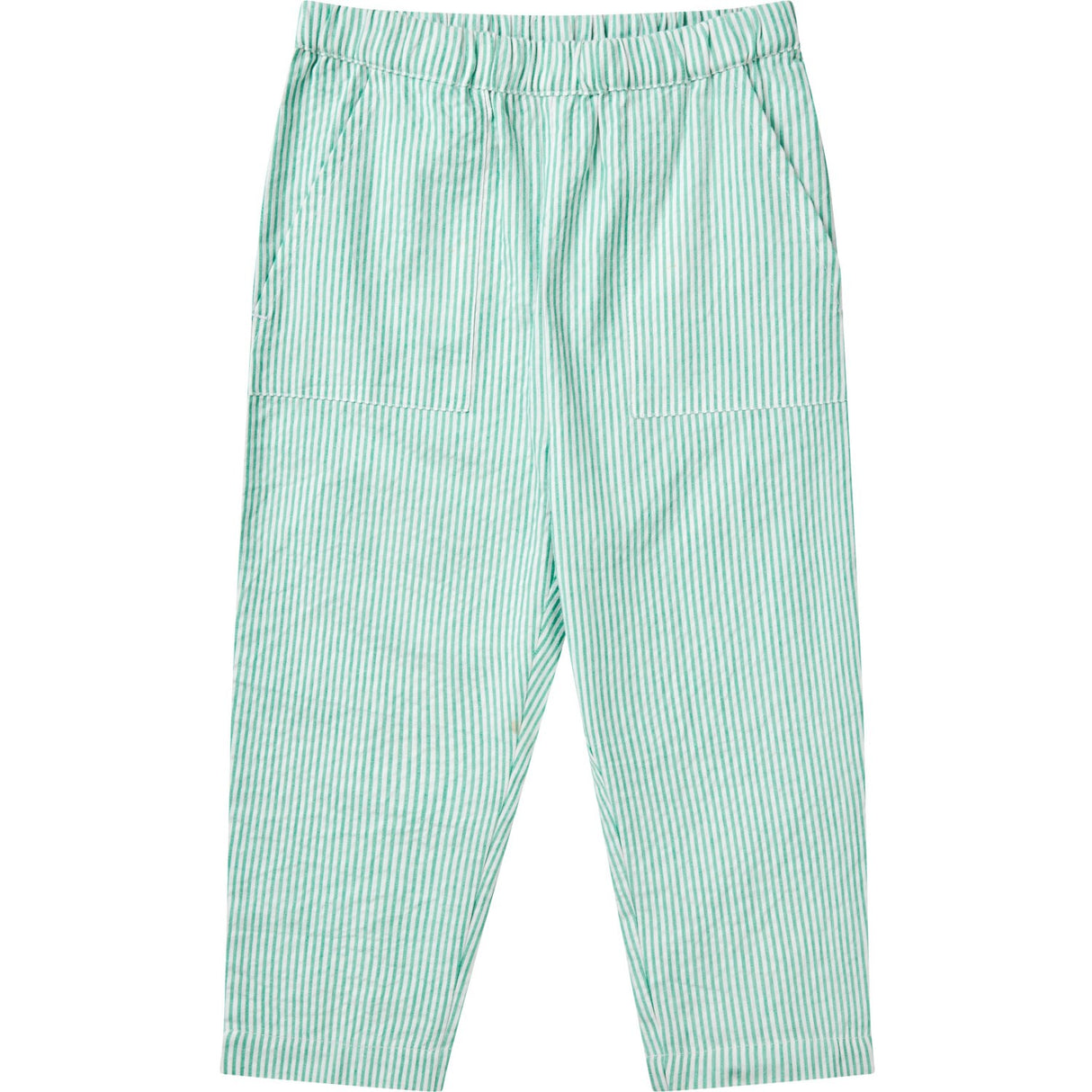 COPENHAGEN COLORS Sharp Green W Cream Stripe Seersucker Bukser