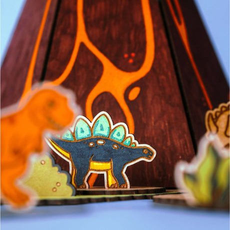 Crateit Dinosaur Wooden Legetøj Volcano Escape
