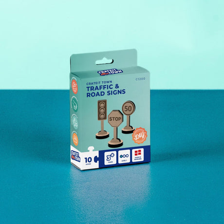 Crateit Town Wooden Legetøj Traffic & Road Signs Pak
