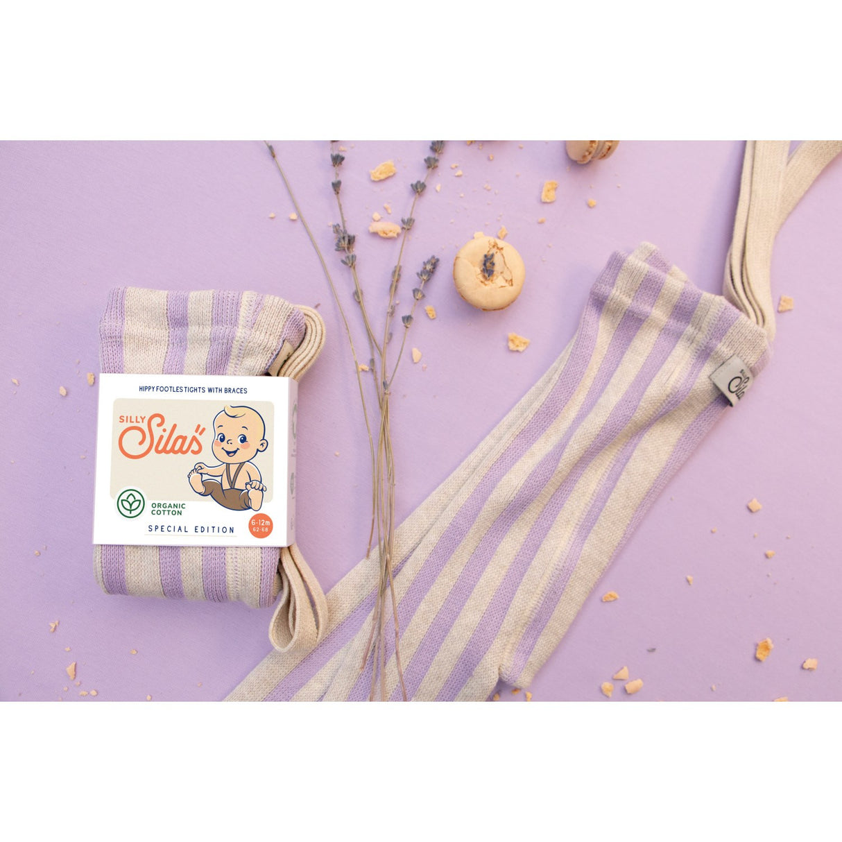 Silly Silas Lavender X Cream Striped Footless Strømpebukser Special Edition